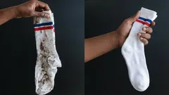 Adicione 4 colheres de sopa a 3 litros de água e até as suas meias mais antigas ficarão mais brancas do que a neve.